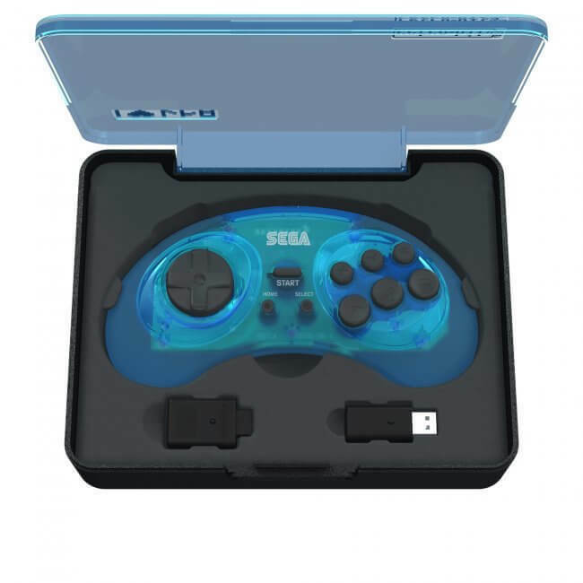 Retro-Bit Official SEGA Genesis Wireless 8-Button Gamepad Controller -CLEAR BLUE