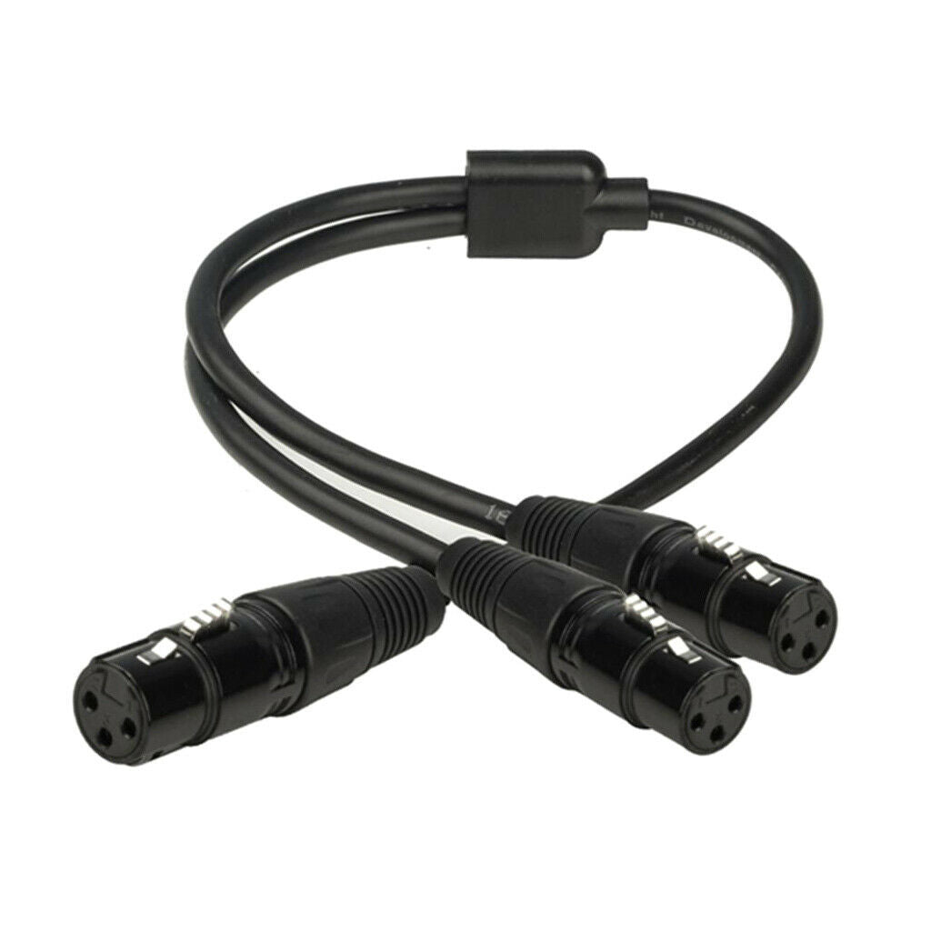 3Pin XLR Female To Dual 2 Female Plug Y Splitter Adaptor Audio Guitar Cable