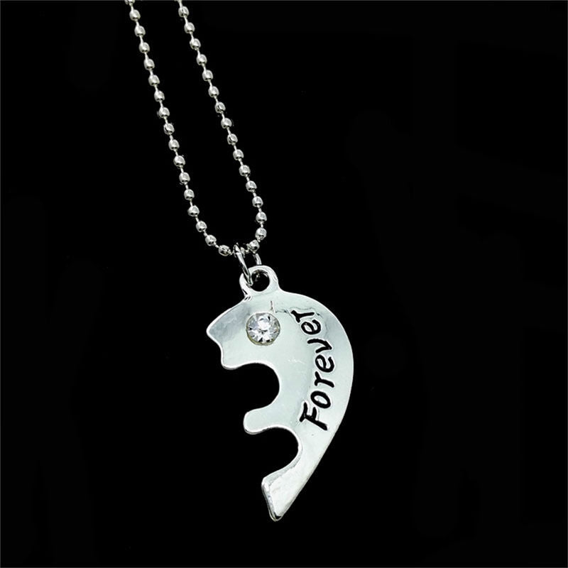 Best Friends Forever Broken Heart Crystal Pendant Necklace Friendship Jewelr Pb