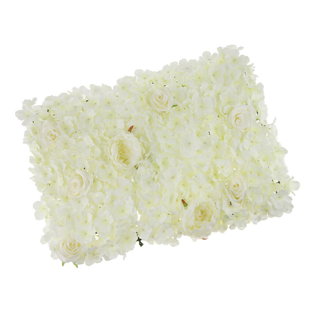 Artificial Hydrangea Rose Peony Silk Flower Wall Panels Background White