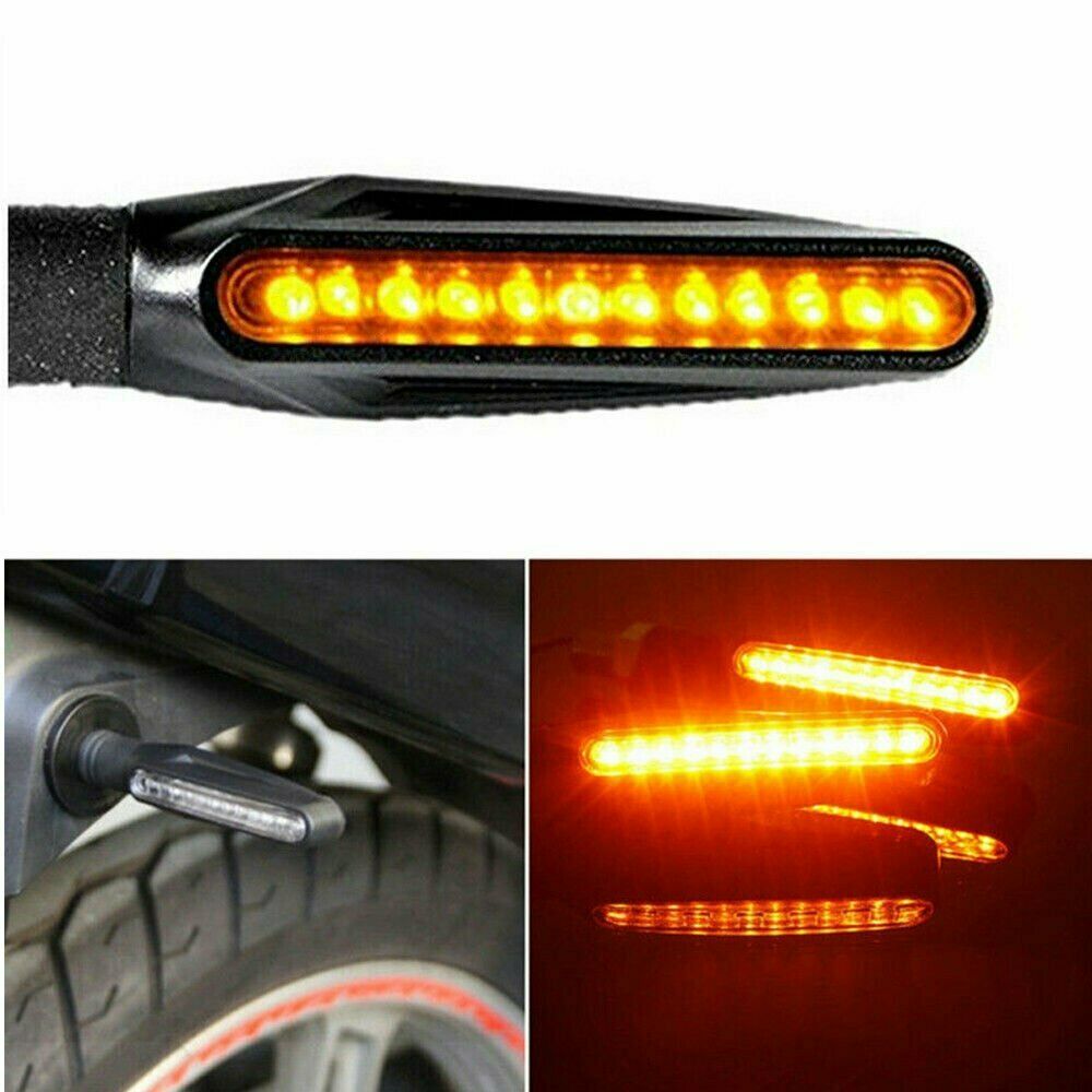 Flexible Motorcycle 12-LED Amber Turn Bike Signal Indicators Blinker Lights