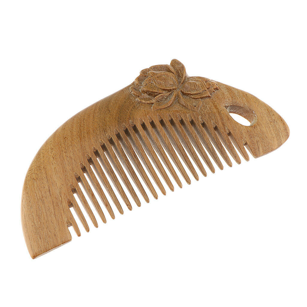 Wide Tooth Green Sandalwood Hair Comb No Static Massage Detangler Comb Lotus