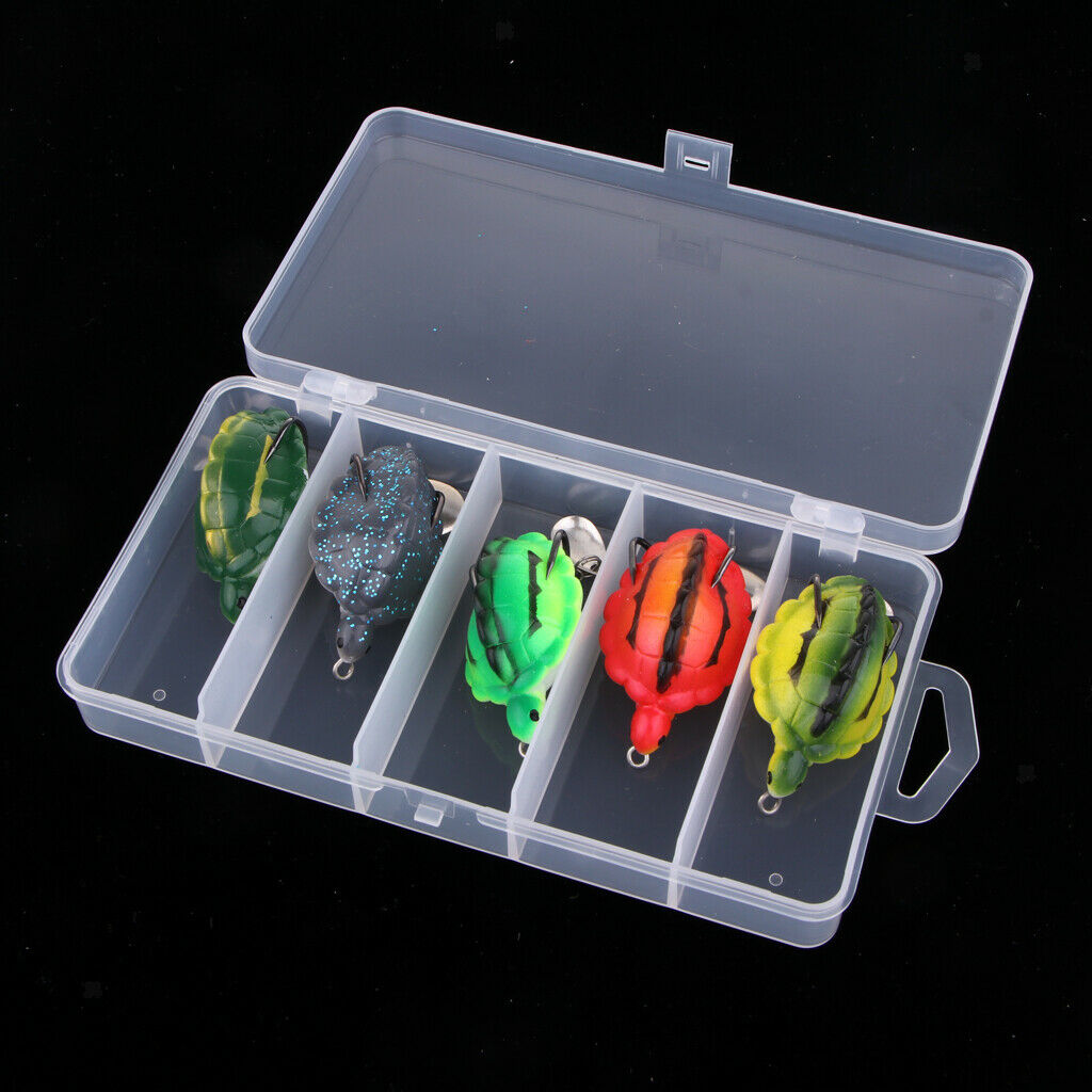 5pcs Soft Silicone Frog Fishing Lure Topwater Hook Baits Crankbaits