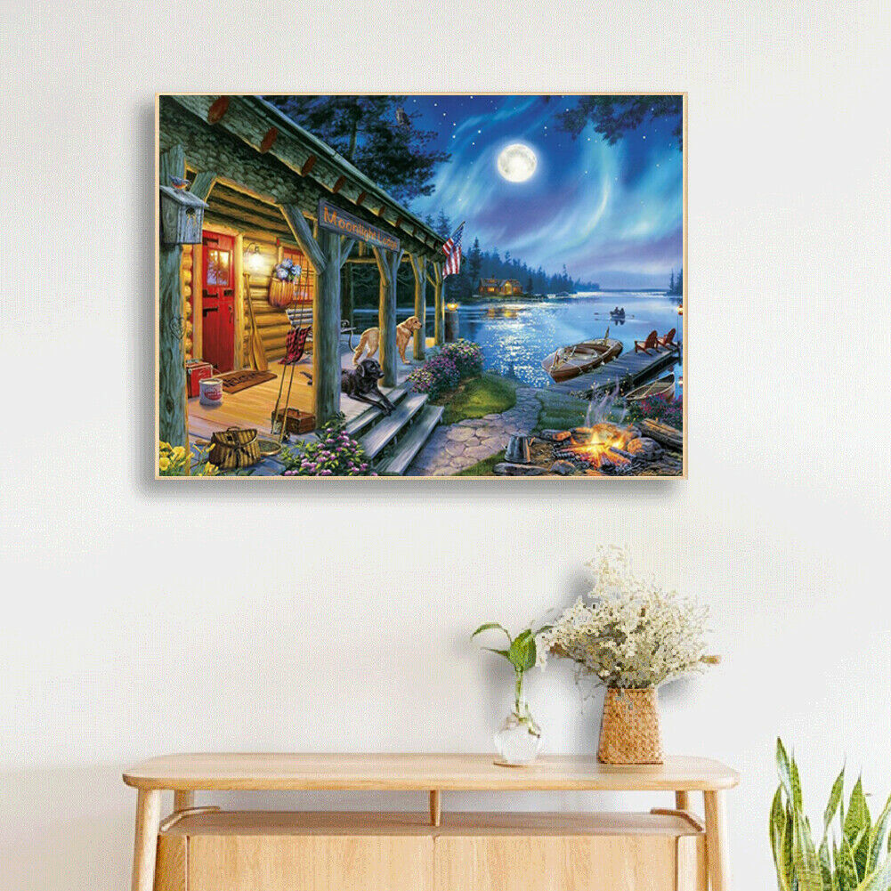 DIY Full Square Drill Diamond Painting Moon Night Cross Stitch Embroidery  @