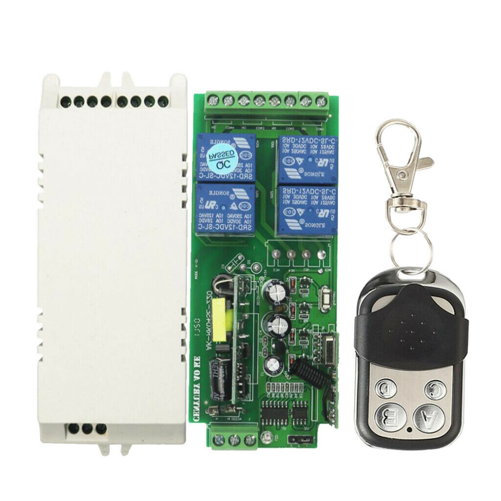 AC 220V Remote Control Switch Wireless Relay Receiver Metal Push Cover 4-key