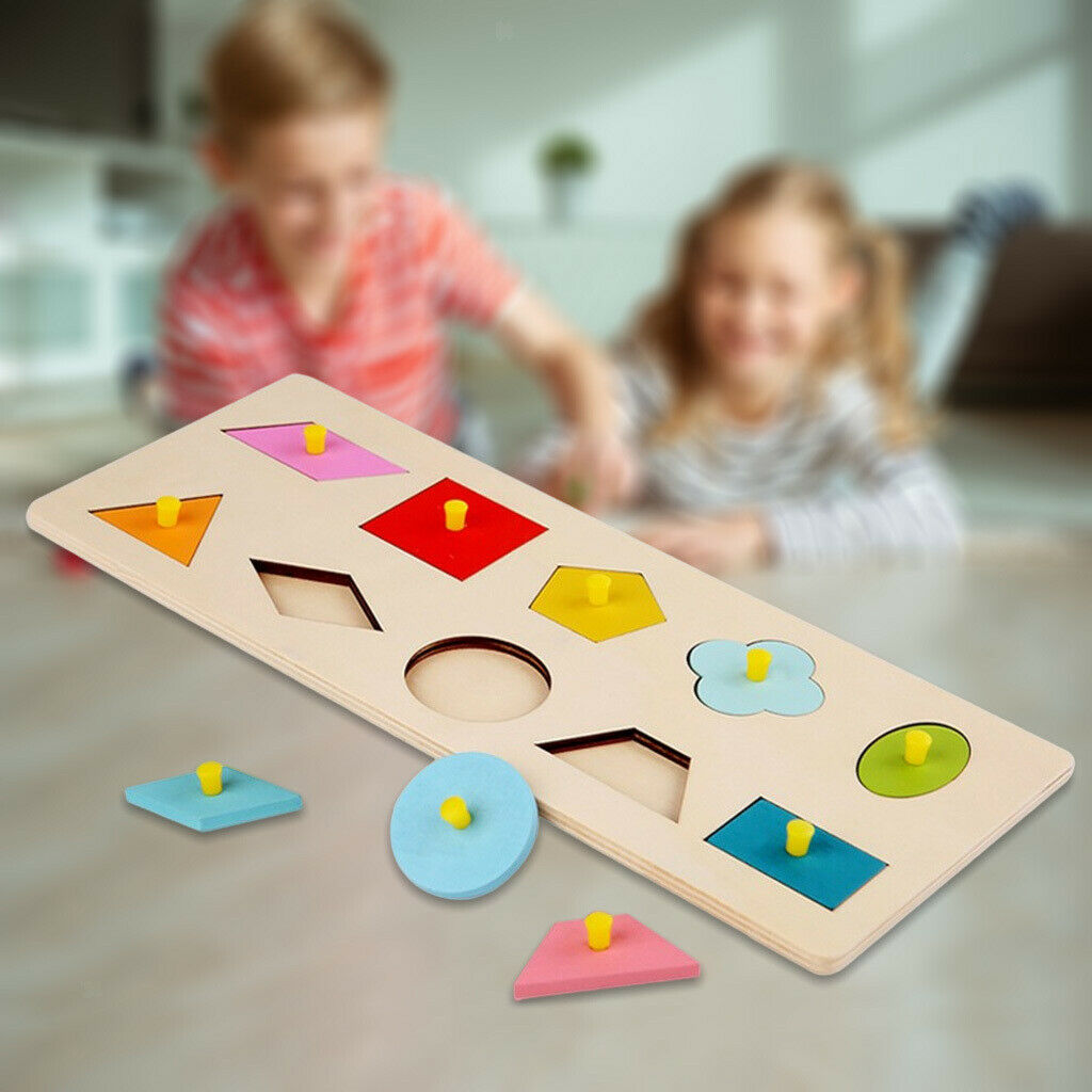 Wooden Montessori Sensory Geometric Peg Puzzles Toys for Kids Early Learning