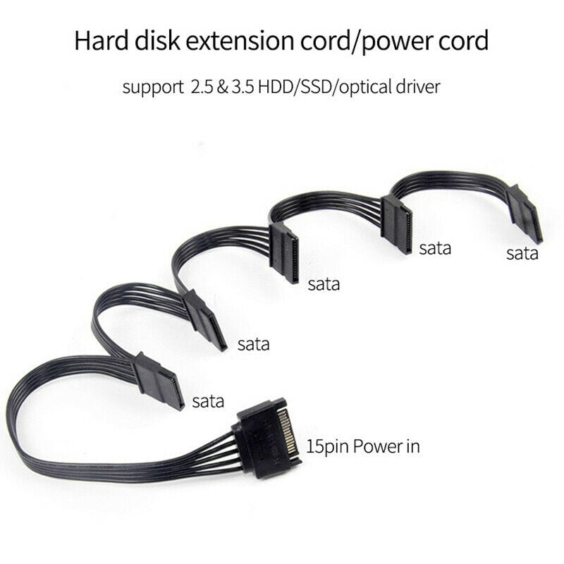 4Pin IDE 1 to 5 SATA 15Pin Hard Drive Power Supply Splitter Cable for DIY PCW3I3