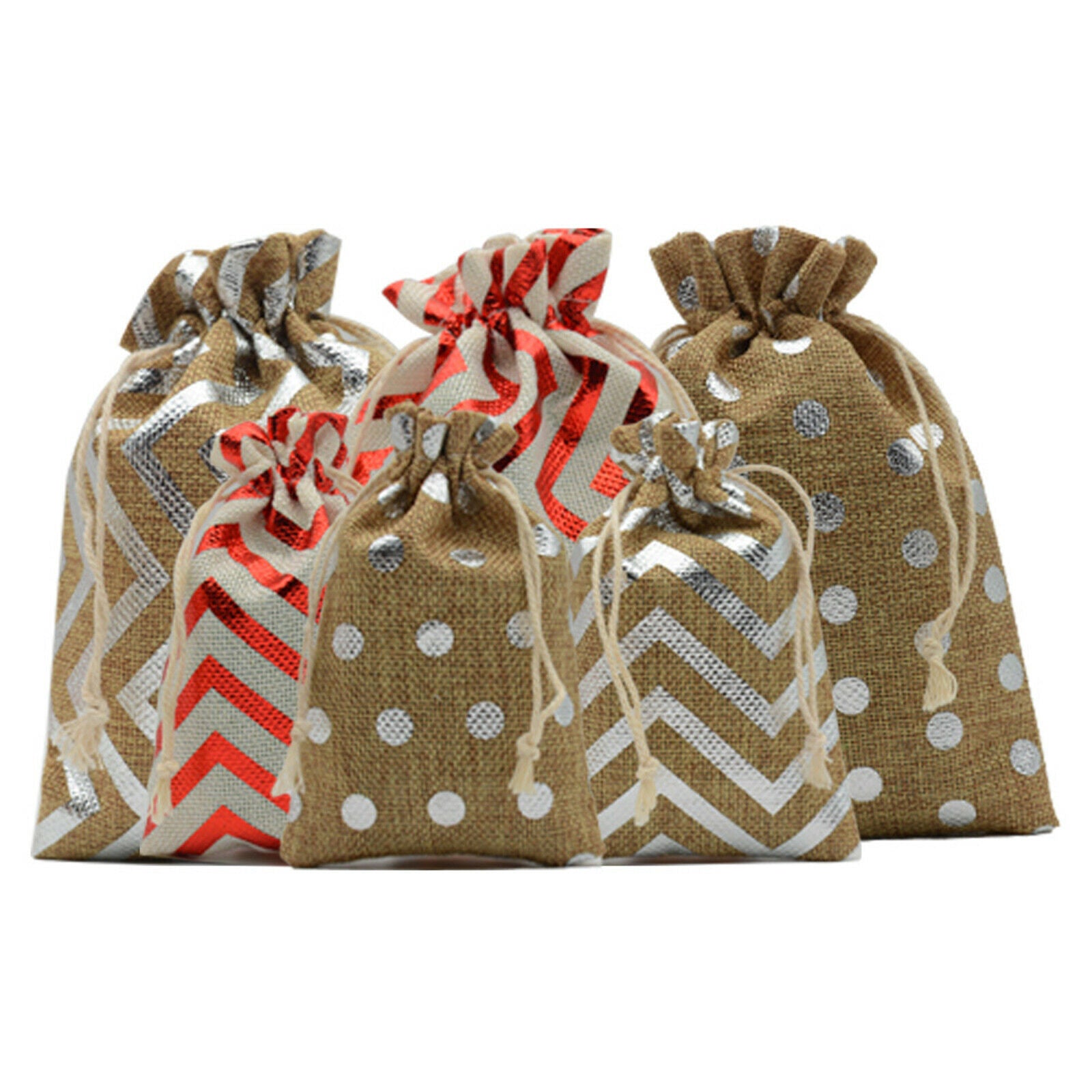 Set of 24 Christmas Advent 24 Days Burlap Countdown Candy Gift Bags 10x14cm