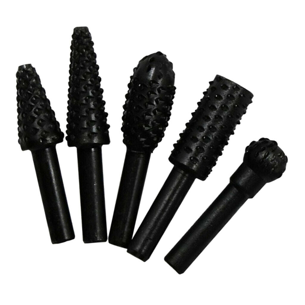 Set of 5 Drill Rotary Burr Set Rasp Drill Rasp Drill Bit For Carving 1/4"
