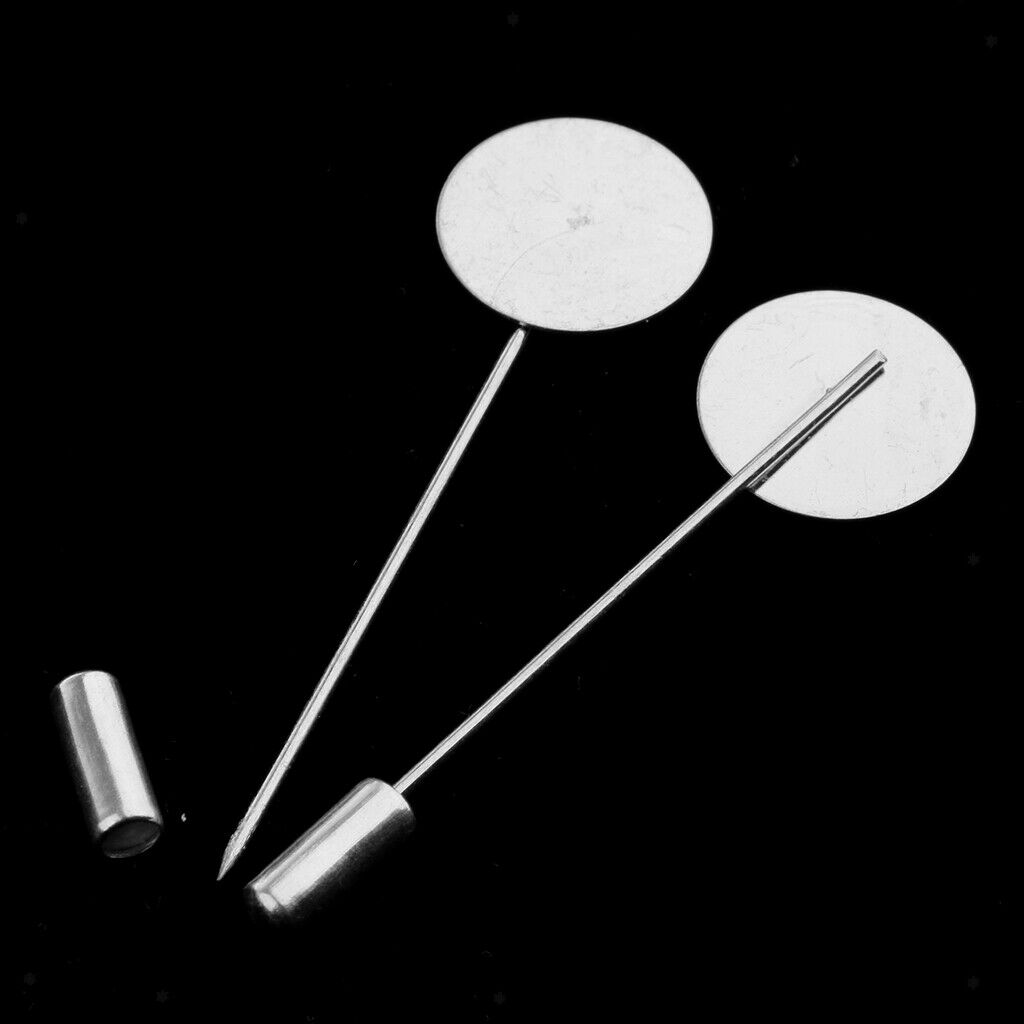 Prettyia 20pcs Blank Round Disc Stick Hat Pin for DIY Jewelry Findings Craft