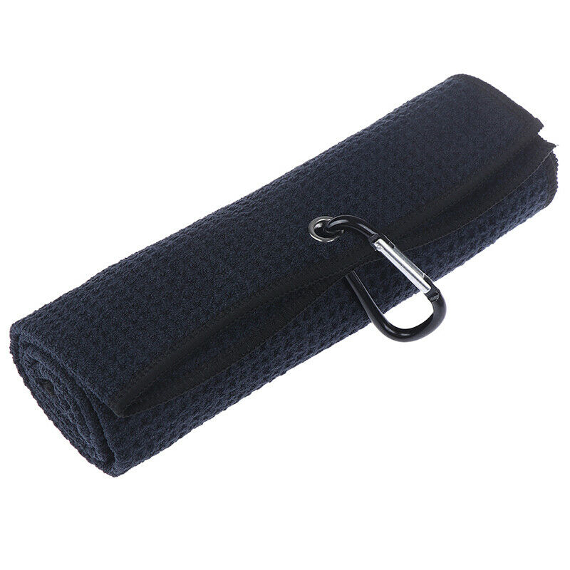 Trifold Microfiber Golf Towel 16" x 24" With Hook Cleans Clubs Balls Hand.l8