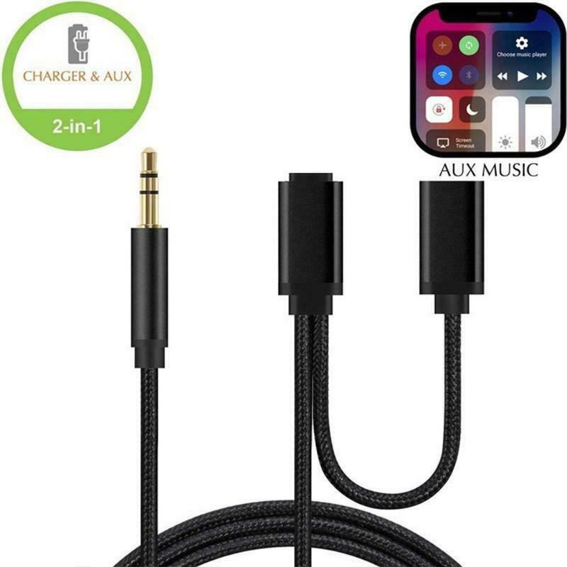 For I5 5S I6 6S I7 3.5mm 2 in 1 Aux Headphone Audio Jack Charger Cable Adapter