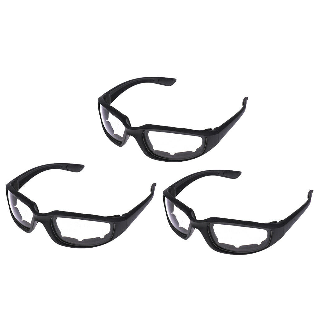 Motorcycle 3x Motorbike Riding Glasses Wind Resistant Padded Comfortable