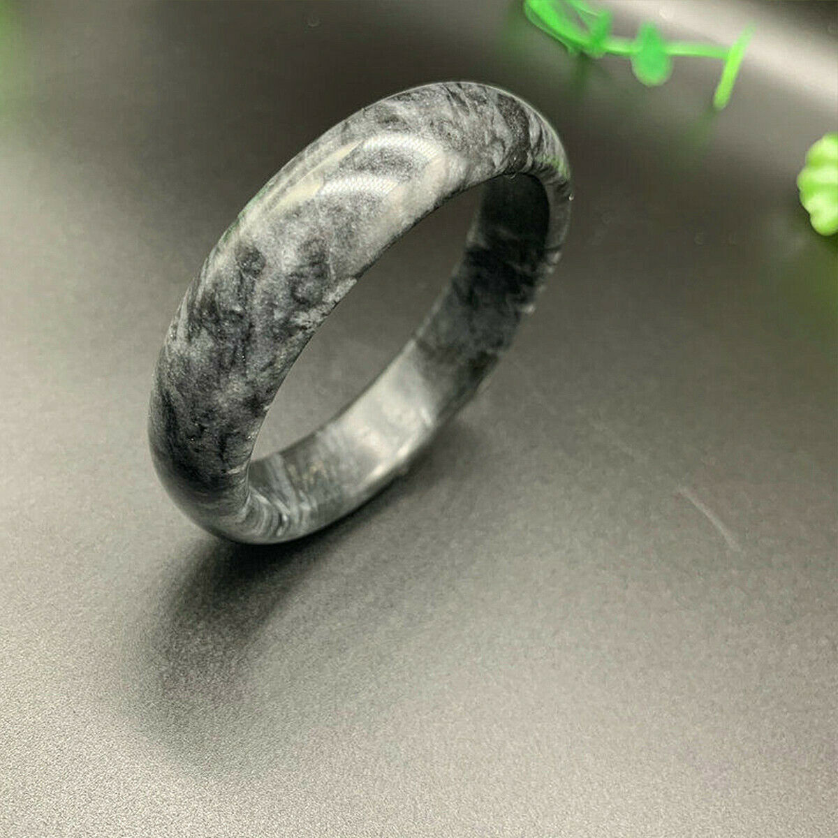 Gorgeous Chinese Beautiful Natural Green Black ink Jadeite Jade Bracelet Bangle