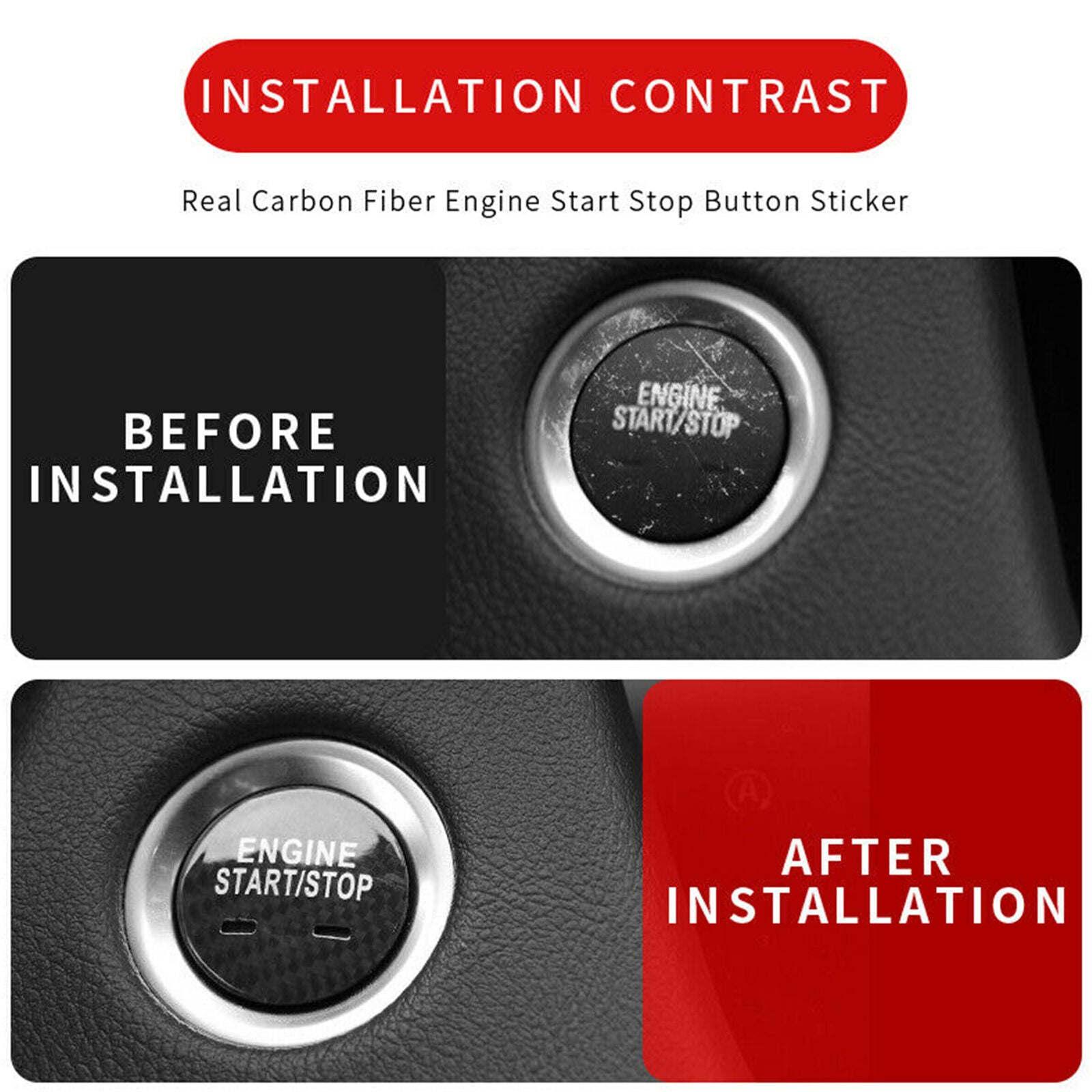 Carbon Fiber Engine Start Stop Button Cover Trim For Cadillac XTS CT6 XT5 SRX