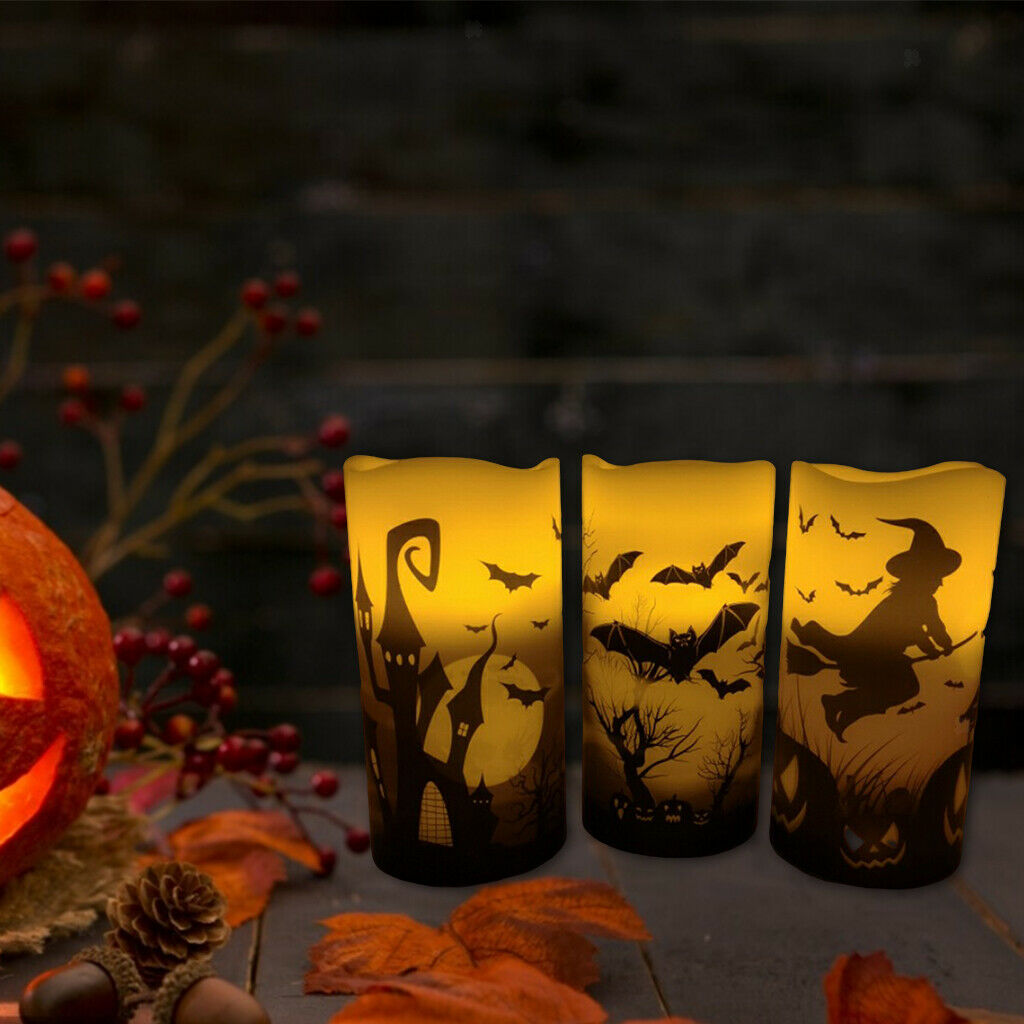 Electronic Candle Halloween Flameless 3pcs LED Dating Home Desktop Decor