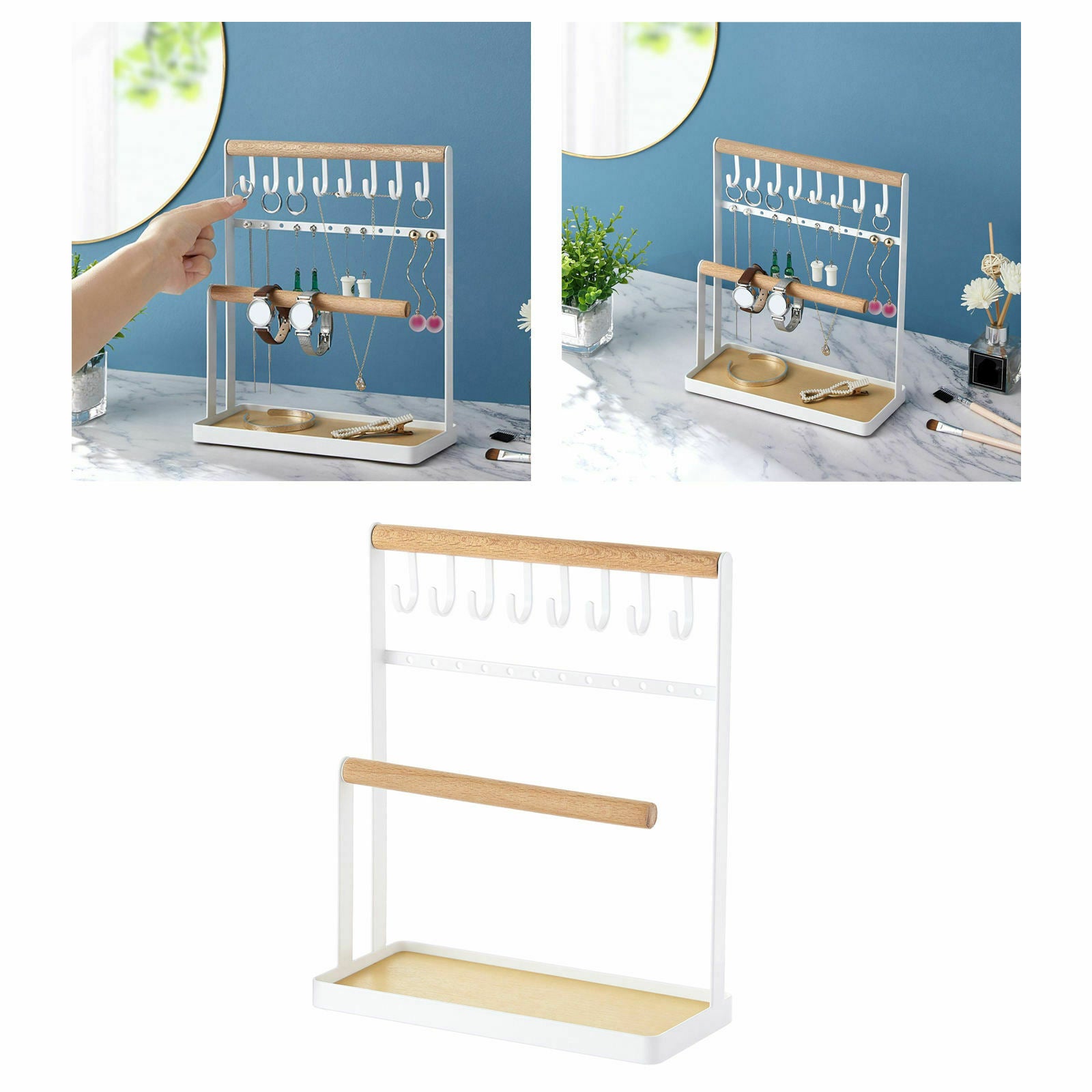 Jewelry Display Rack Props Iron Hooks Tray Holder for Earring Hairclip Store