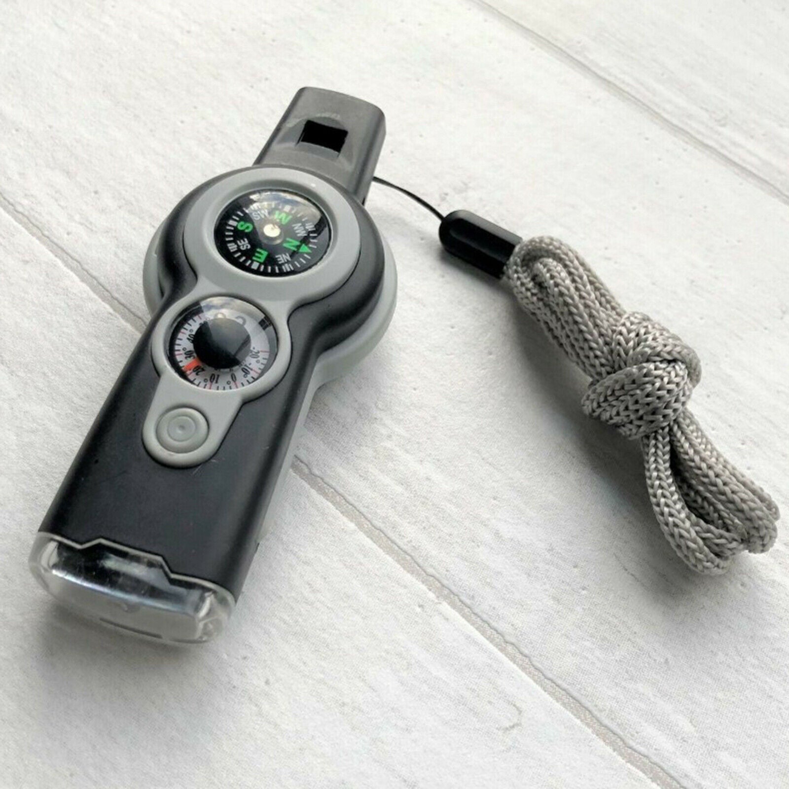 7in1 Emergency Survival Hiking Safety Whistle with Magnifier Flashlight Compass