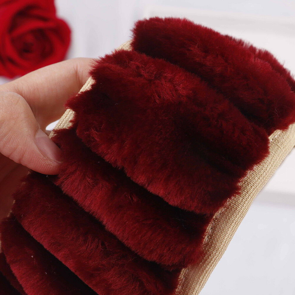 3Pcs/set Winter wine red warm plush car steering wheel cover handbrake cov Hw Qx