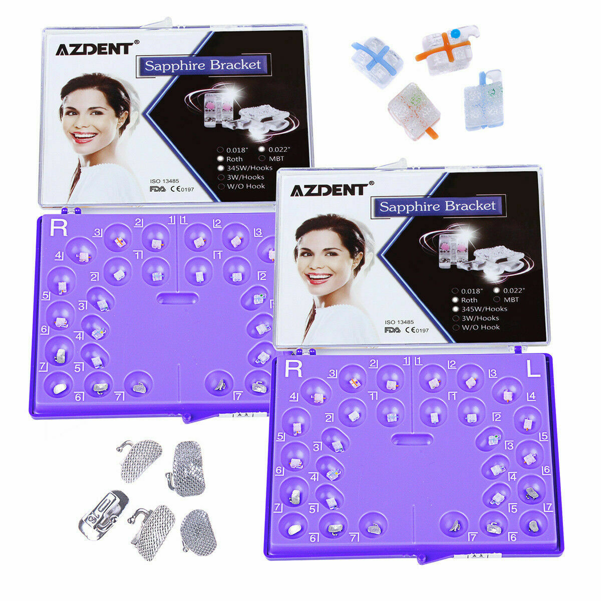 Dental Positioning Sapphire Brackets Mini Roth 022,Hook 345 w/Buccal Tube AZDENT