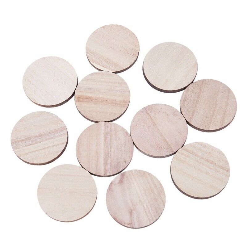 10 x Wooden Circle Shapes, Plain Wood Craft Tags 50mm (5cm) V3T5