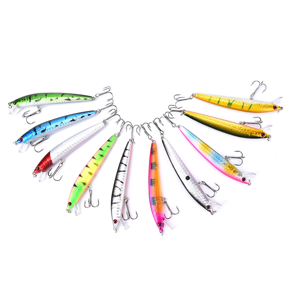 New 10pcs Kinds of Fishing Lures Crankbaits Hooks Minnow Baits Tackle Crank L SJ