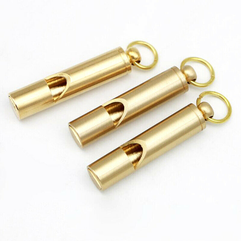 Retro Pure Brass Whistle Outdoor Whistling Survival Supplies Keyring Hang.l8