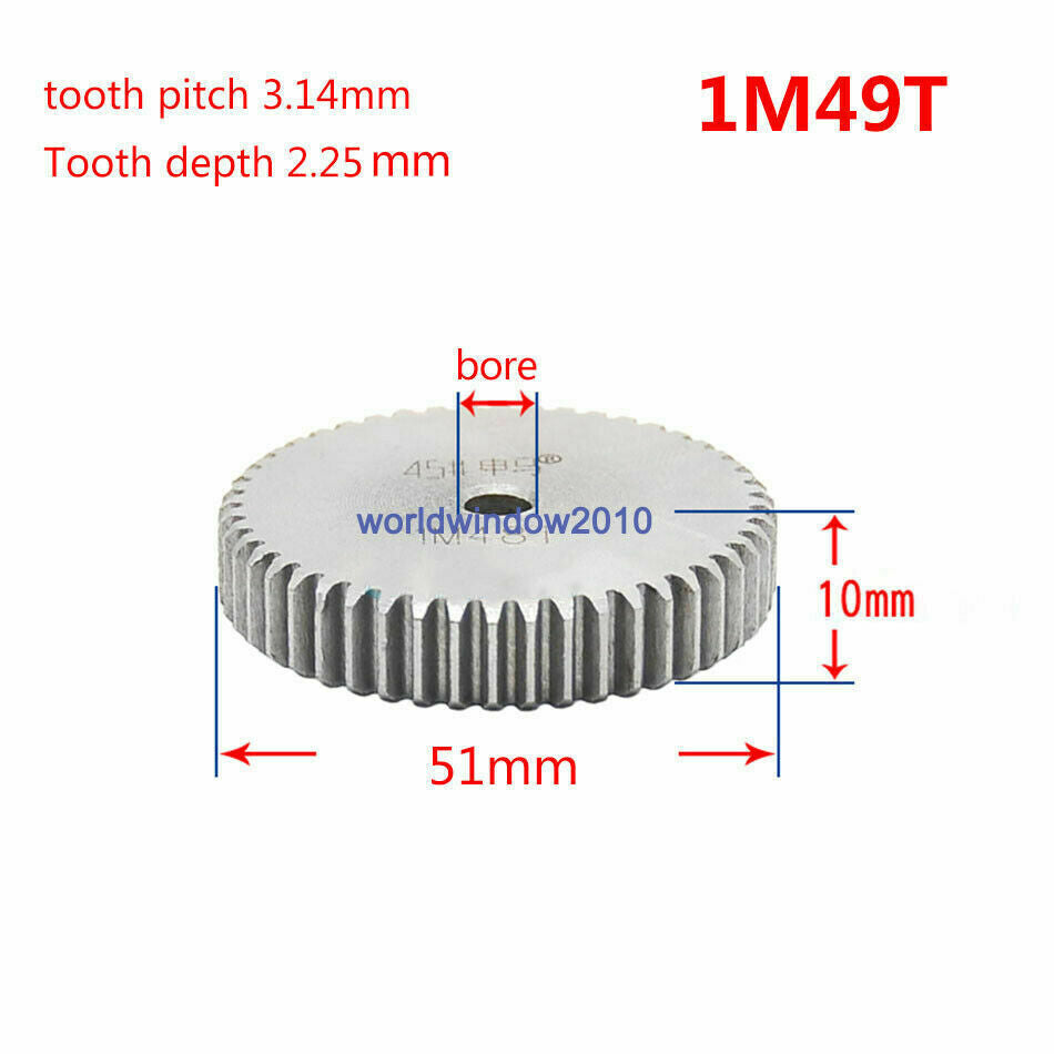 1Mod 49T Spur Gears #45 Steel Pinion Gear Tooth Diameter 51MM Thickness 10MM