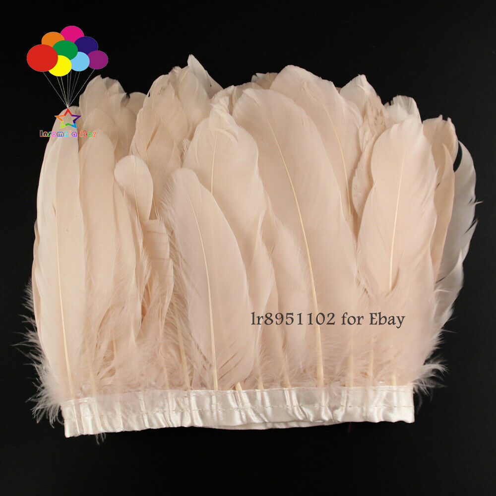 2 Meter Goose Feathers Trims Fringe DIY Flesh Sewing Crafts Costumes Decoration