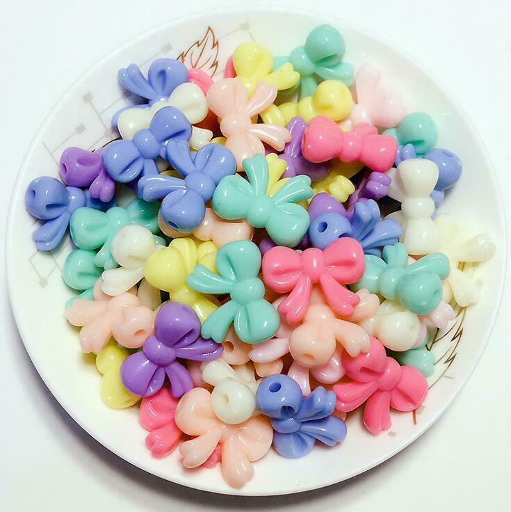 100X Acrylic beads Bowknot beads DIY Children necklace Bracelet accessorie 20mm