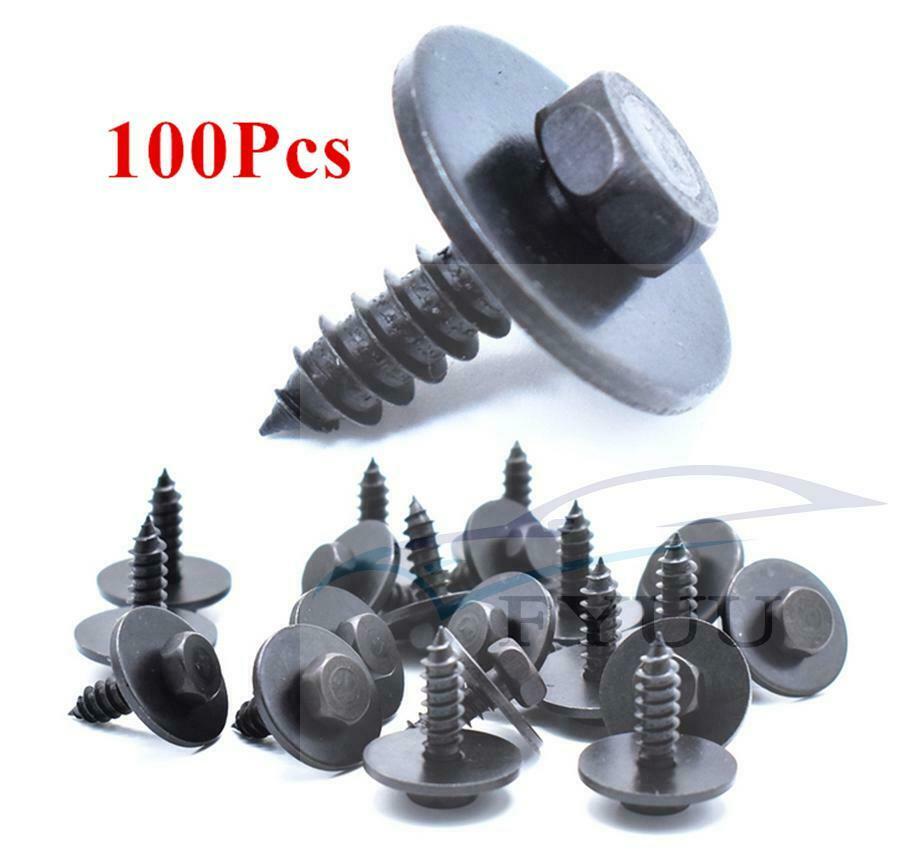 100Pc Metal Car Screw Body Fender Bumper Retainer Clips 7mm Hex (4.2-1.41x22mm)