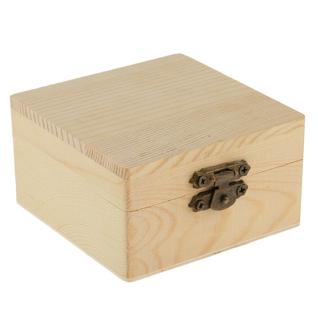 Unfinished Square Shape Wooden Jewelry Gift Box Case for DIY Painting Craft