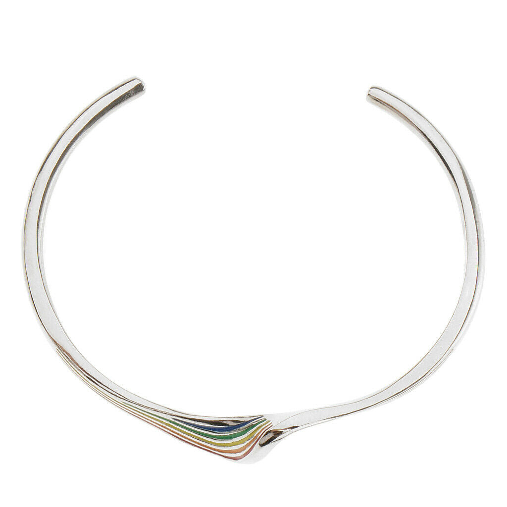 Modern Exaggerate Open End Cuff Wave Shaped Bracelet 6cm Platinum-Rainbow