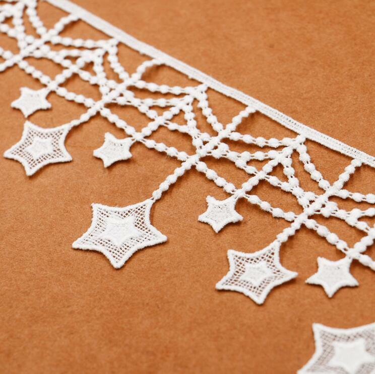 2 Yards Milk silk embroidery Star tassel Lace Decor Curtain skirt accesories