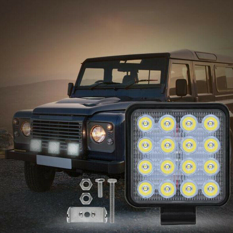 4Inch Square 48W 16LED Work Light Off Road FLOOD Beam Fog Lamp For Car Truck FT
