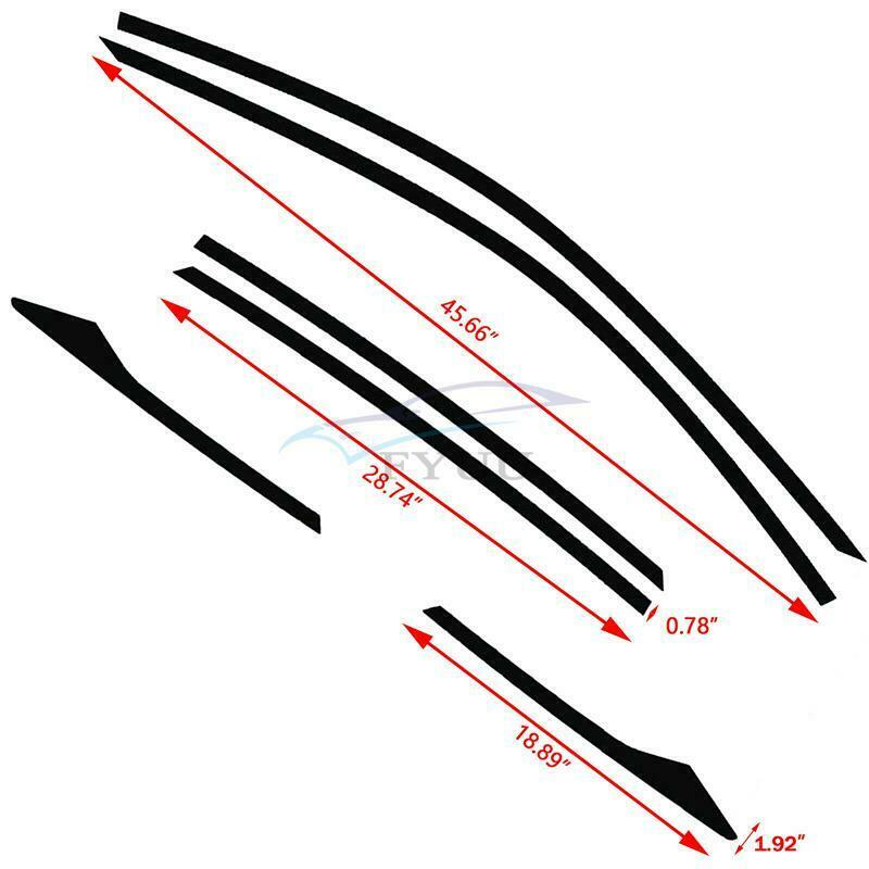 6 × Glossy Black UV Protected Pre-cut Side Window Chrome Blackout Trim Stickers