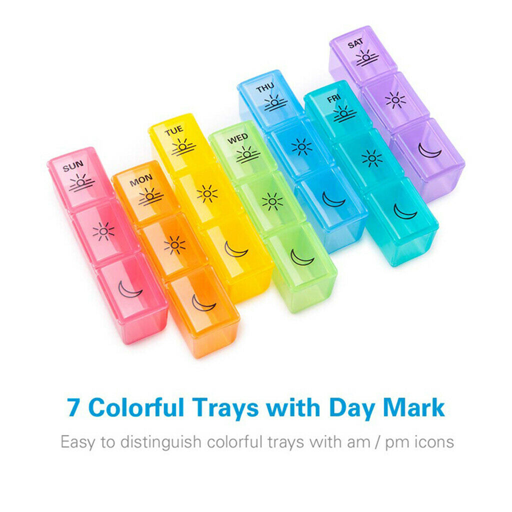7 Day Pill Organizer Tablet Vitamin Fish Oil Container with PU Leather Bag