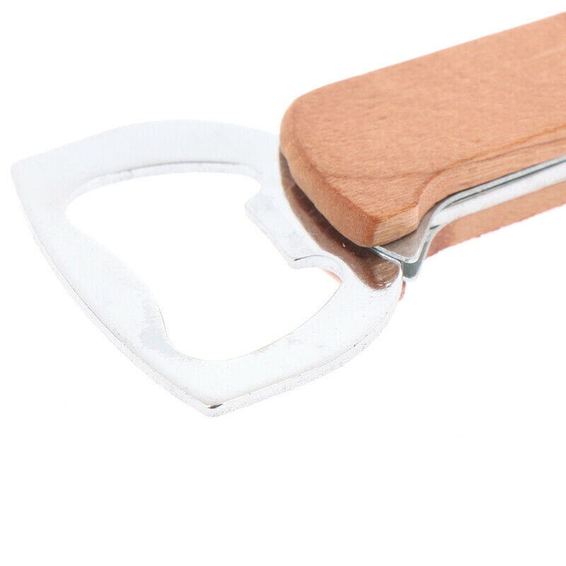 Multifunctional Beer Opener Keychain Stainless Steel Wooden Handle Wine O.l8