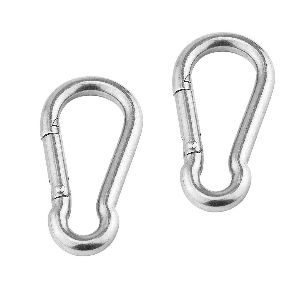 2PCS M5*50mm Multifunctional 304 Stainless Steel SNAP HOOK Carabiner Clips