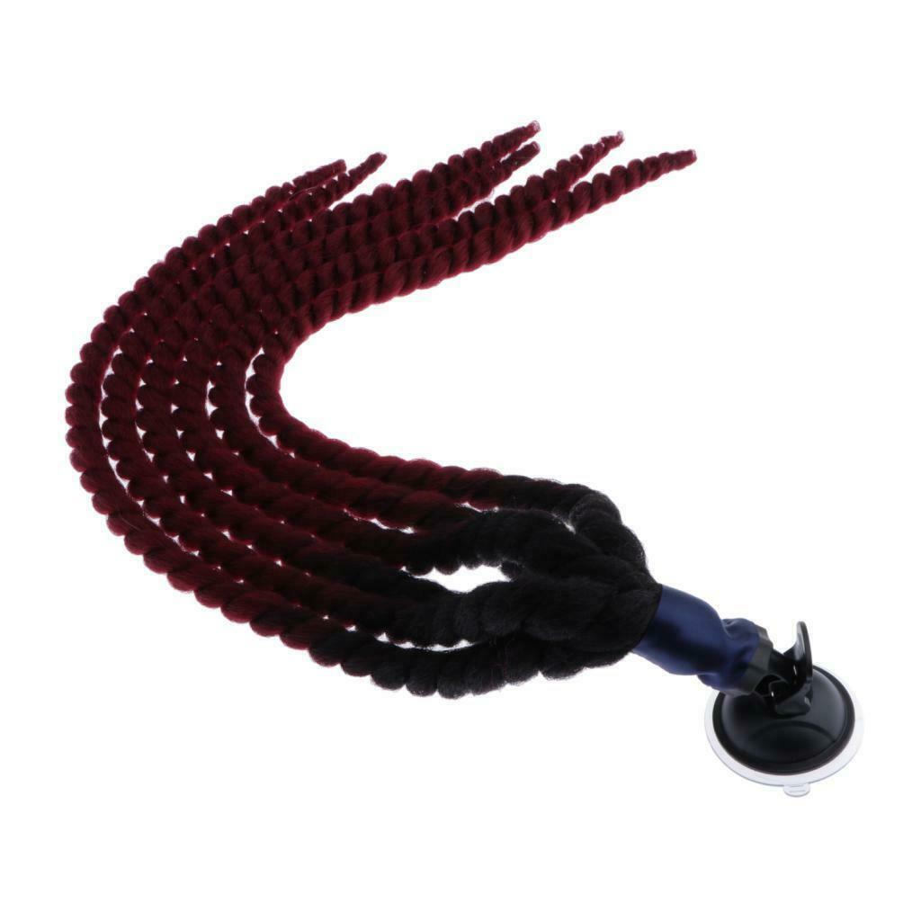 Hand-made Helmet Braids / Ponytail Motorcycle Helmet Wig Hair Wine Red