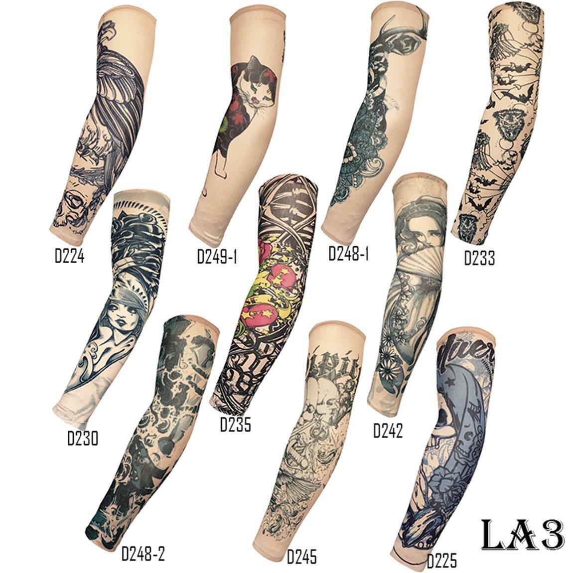 Fashion Nylon Temporary Tattoo Sleeve Arm Stockings Tatoo For Men Women 10 PCS