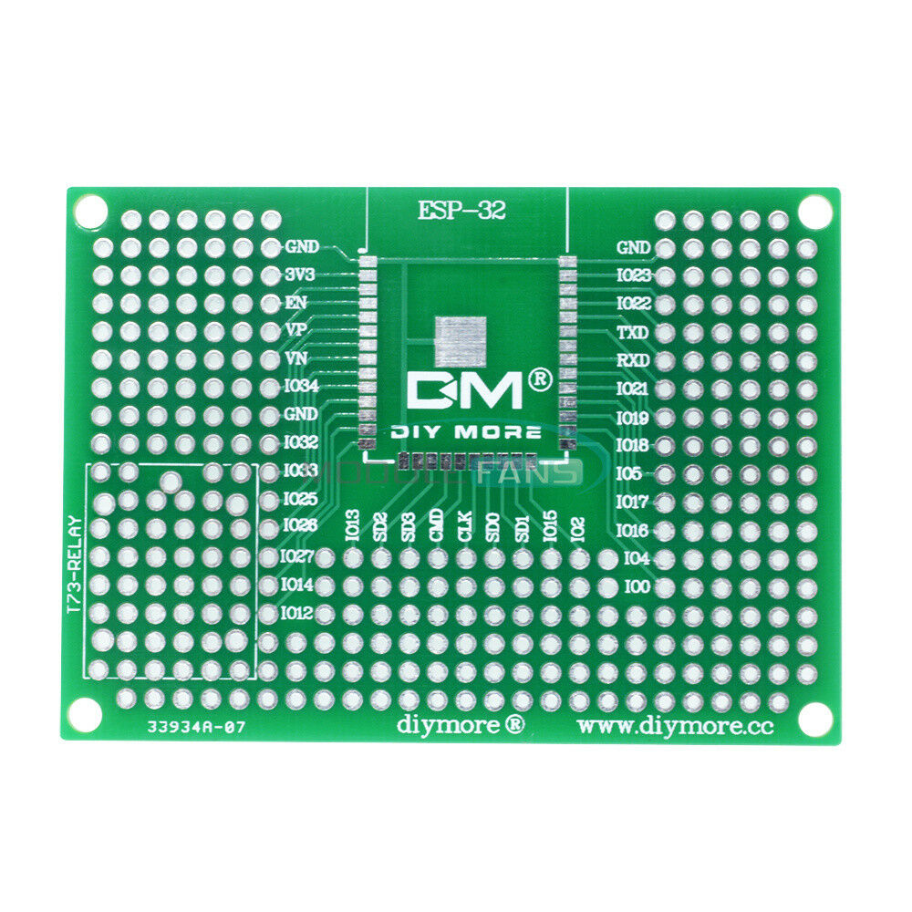 5X7CM 50X70mm Double Prototype PCB for ESP-32/ESP-32S ESP-12E/ESP-12F Wifi Relay