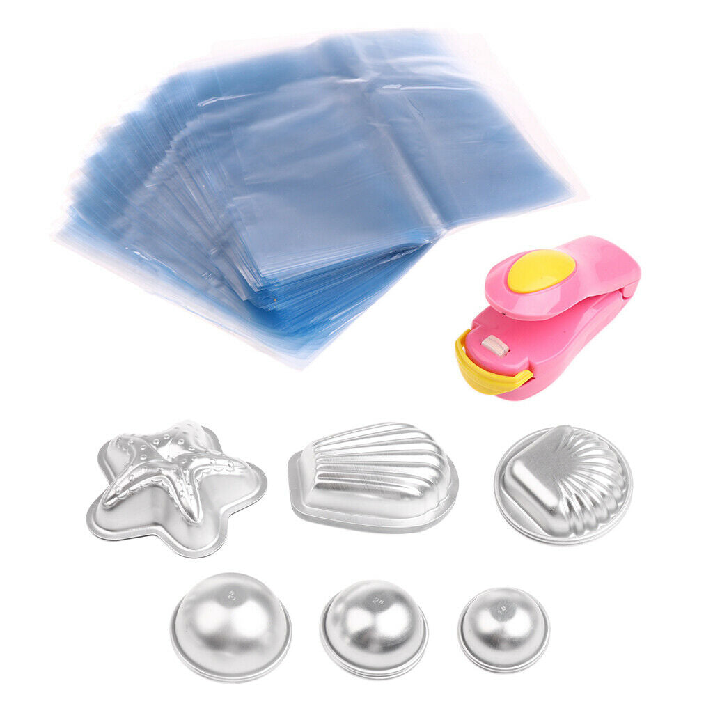 DIY Aluminum Alloy Bath Bombs Fizzies Mold Handmade Soap Shrink Wrap Set C