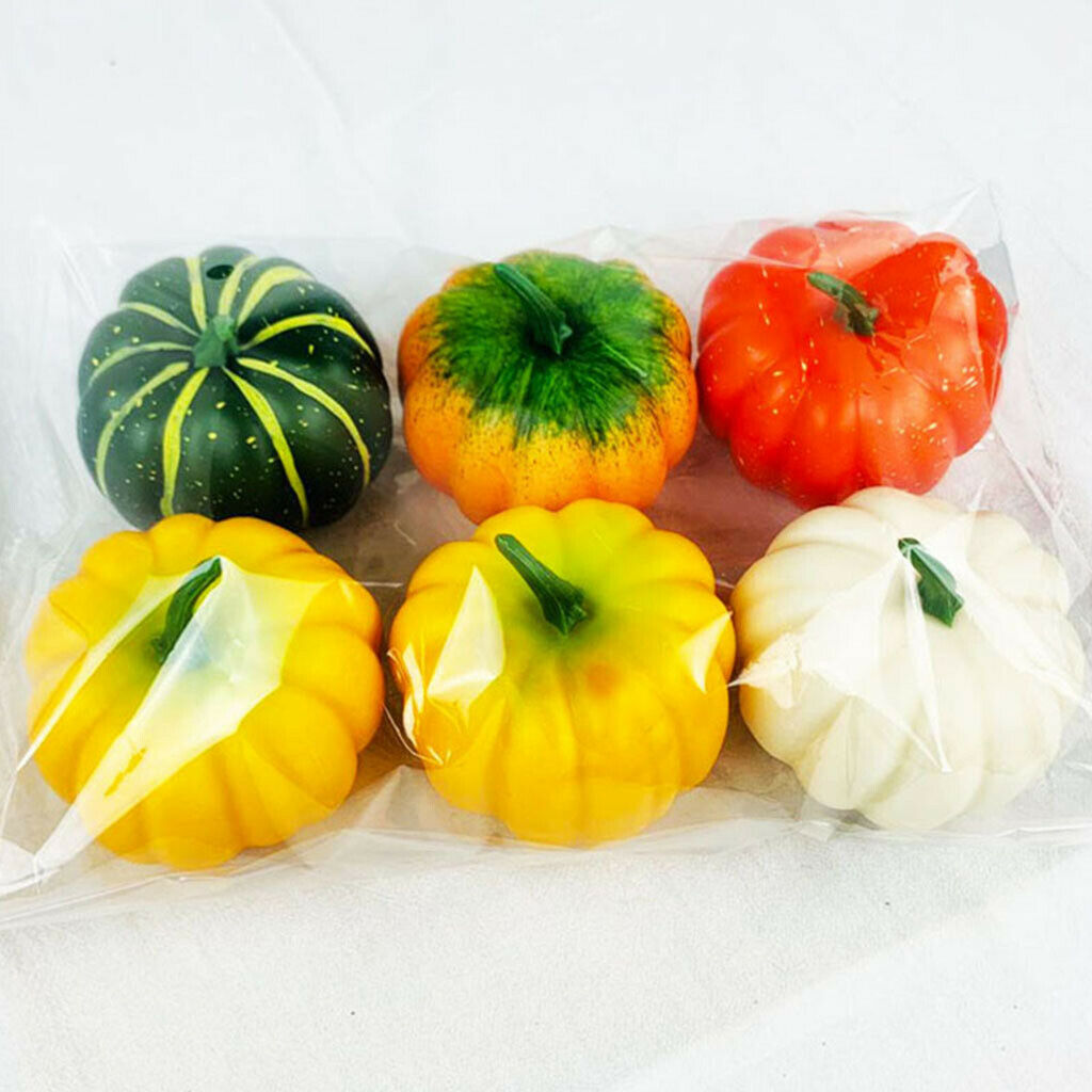 6x Artificial Pumpkins Foam Crafts Fall Seasonal Halloween Accent Wedding