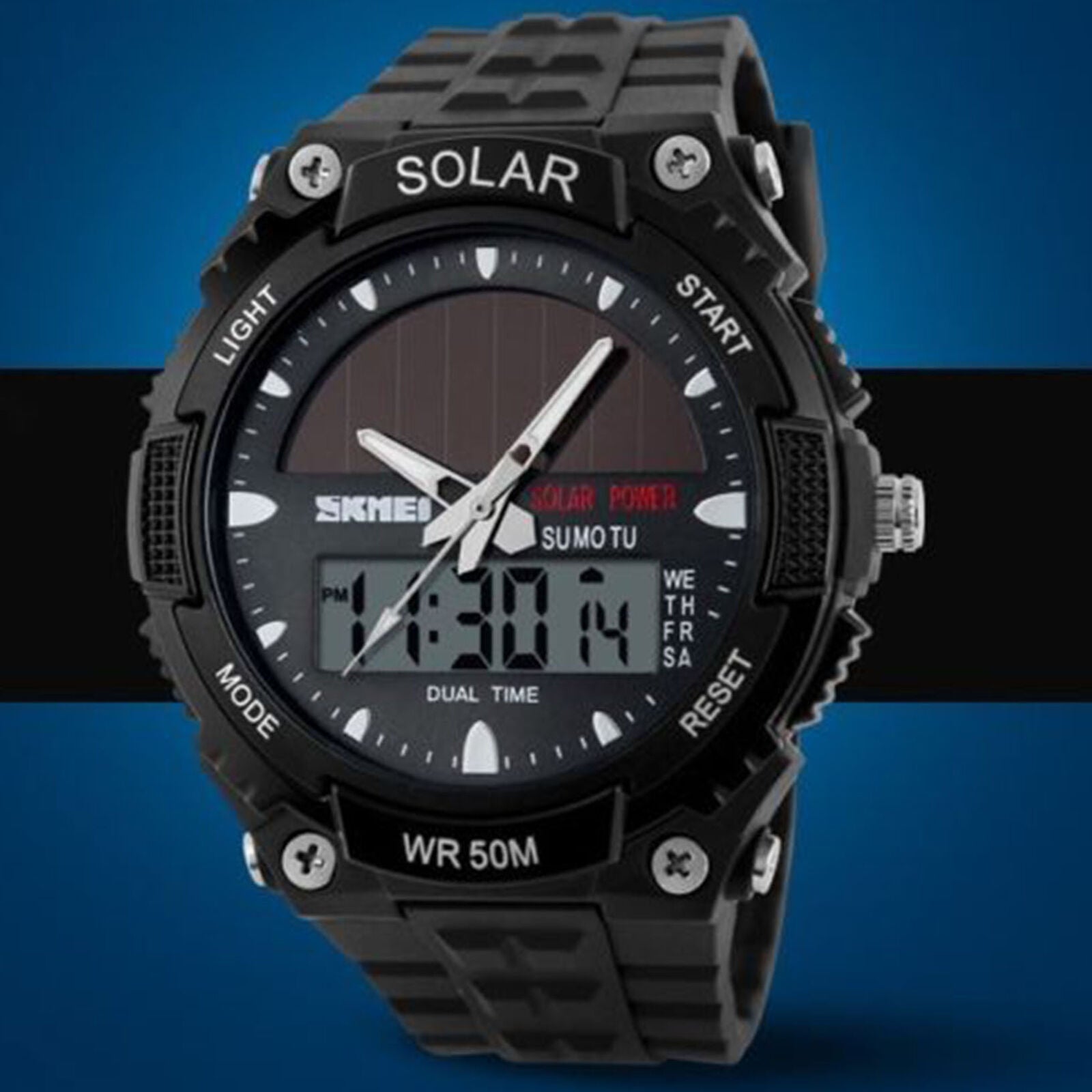 Waterproof Solar Power Digital Analog SKMEI Dual Time Sport Men's Wrist Watch