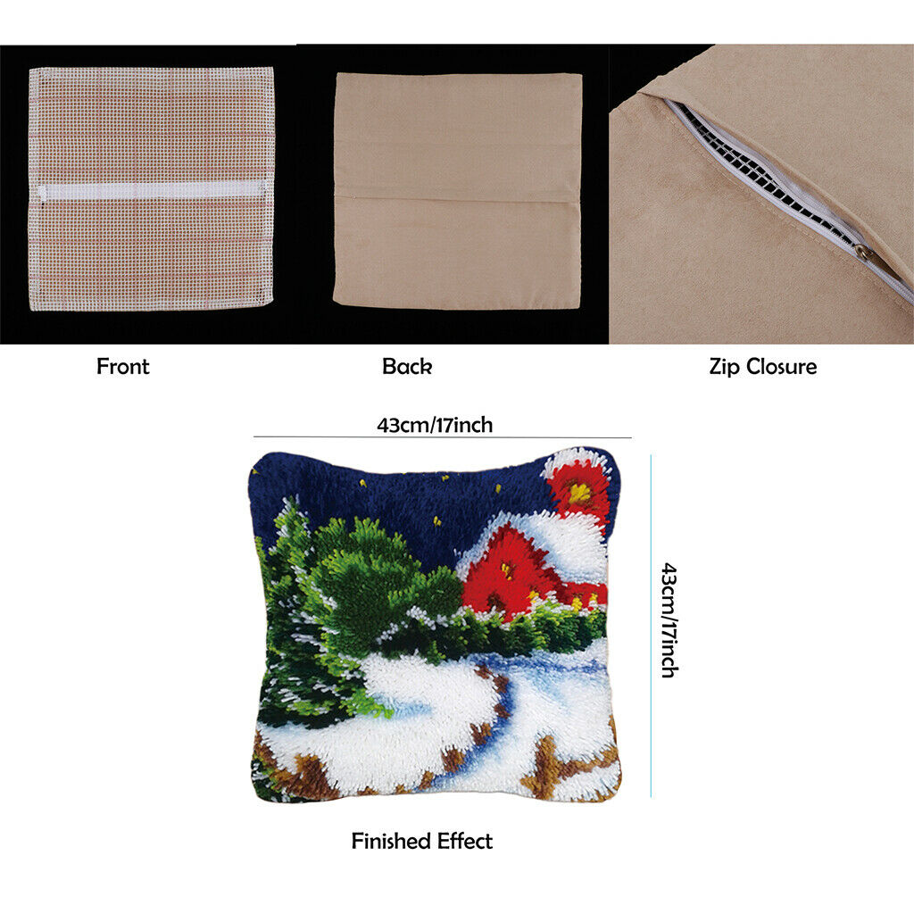 Latch Hook Rug Kit DIY Embroidery Needlework Cushion Pillow Mat Snow House