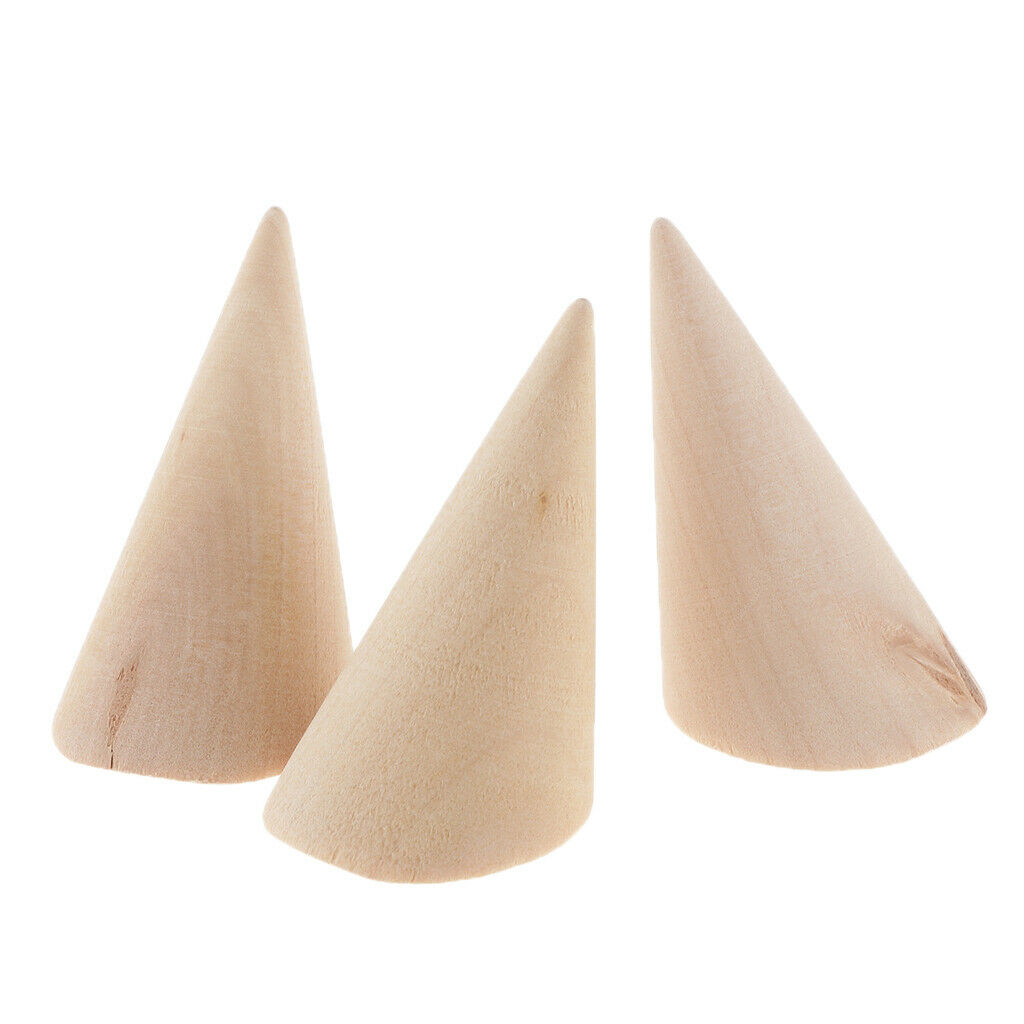 15pack Finger Cone Shape Ring Display Jewelry Holder Organizer Wood Showcase