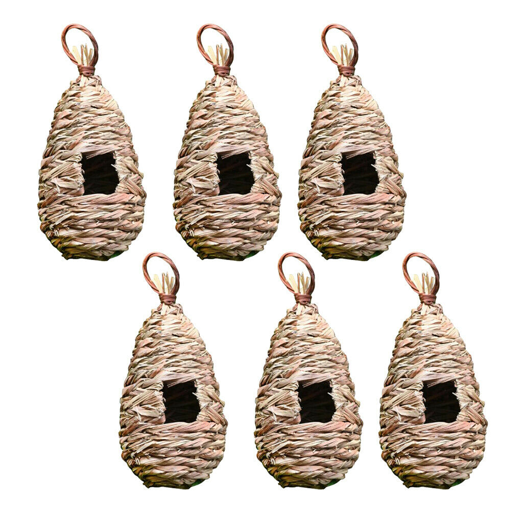 6Pcs Hibiscus Grass Hanging Birdhouse Pet Parrot Straw Bird Nest Decoration