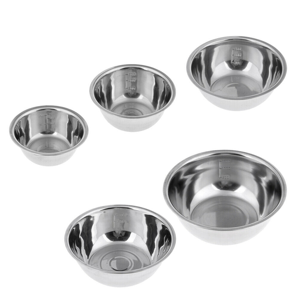 5 Pcs Container Stainless Steel Mixing Bowls Set Outdoor Camping