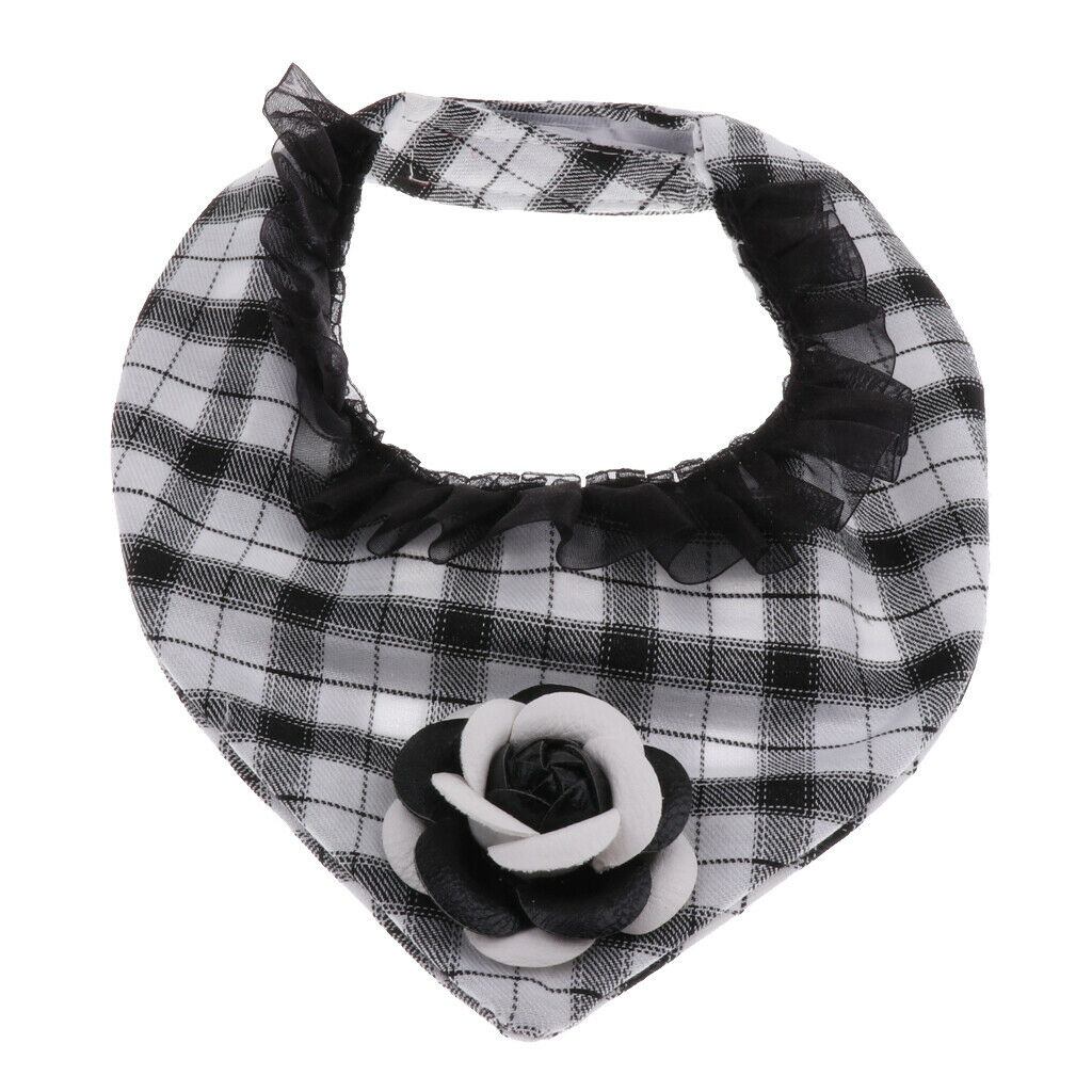 Puppy Bandana Collar, Dog Bandage Scarf with Flower Pet Gift for Party Black